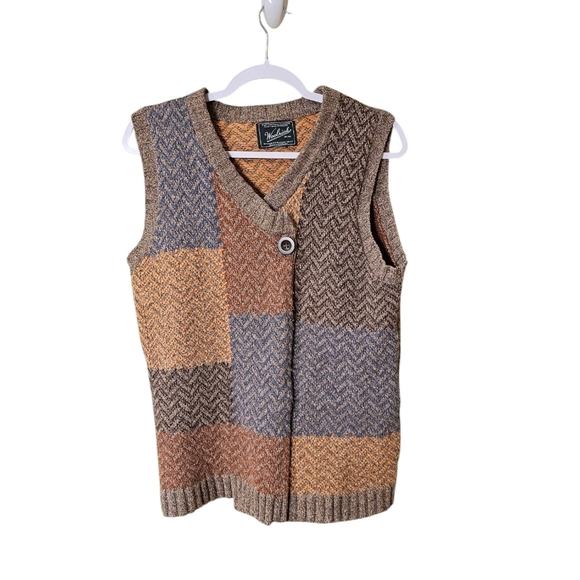 Vintage Woolrich patchwork lambs wool Sweater Vest medium - Picture 1 of 7